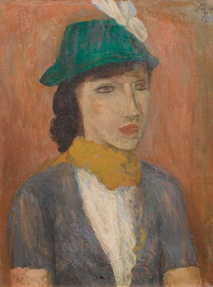 Lady in a green hat by Rene Auberjonois