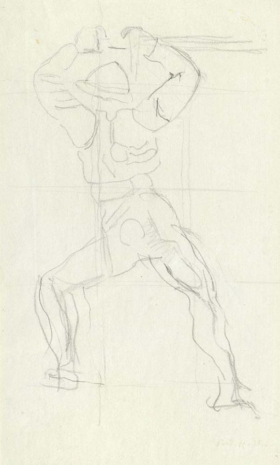 Study of the Confederate with a raised sword by Ferdinand Hodler