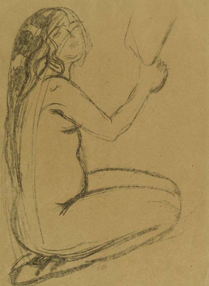 Kneeling nude girl by Cuno Amiet