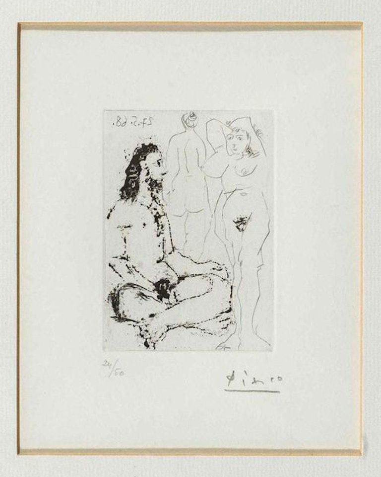 Homme now assis en tailleur, et deux femmes by Pablo Picasso