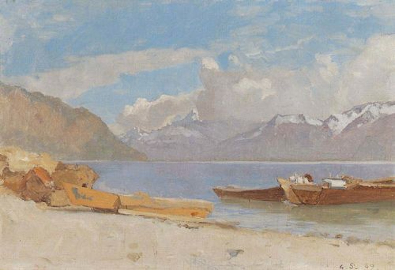Lakeside near Chillon by François Bocion