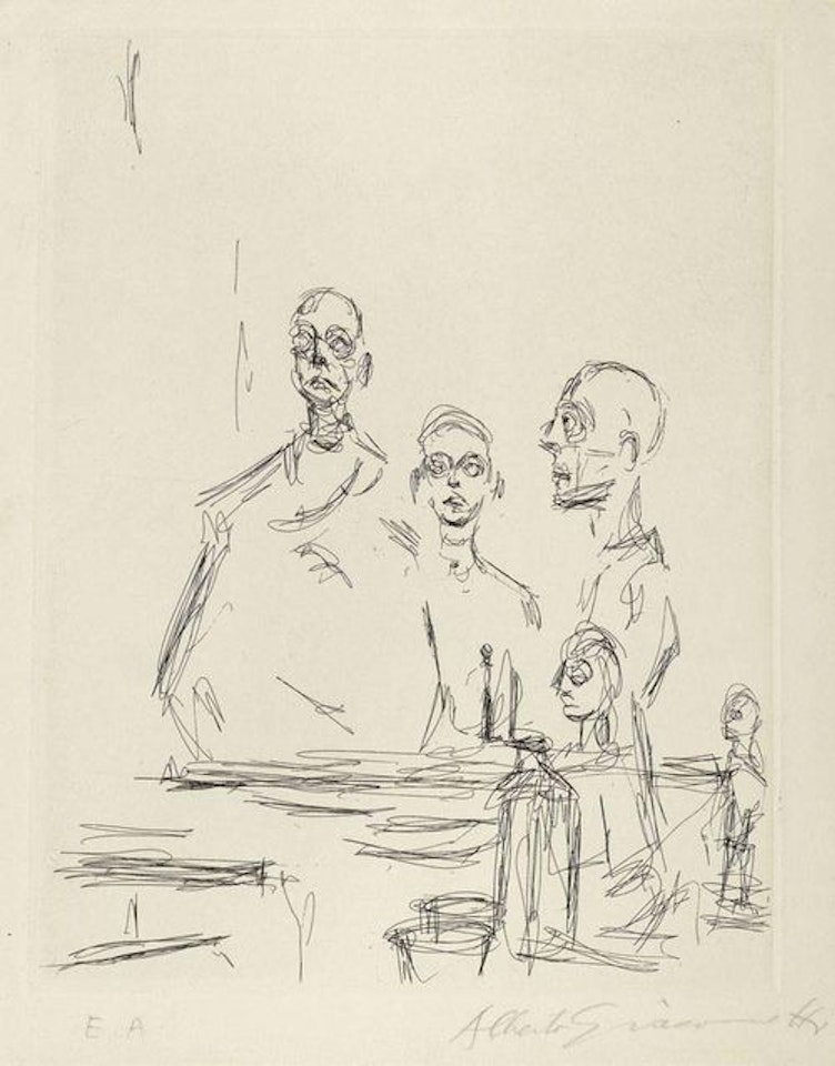 Sculptures in the studio by Alberto Giacometti