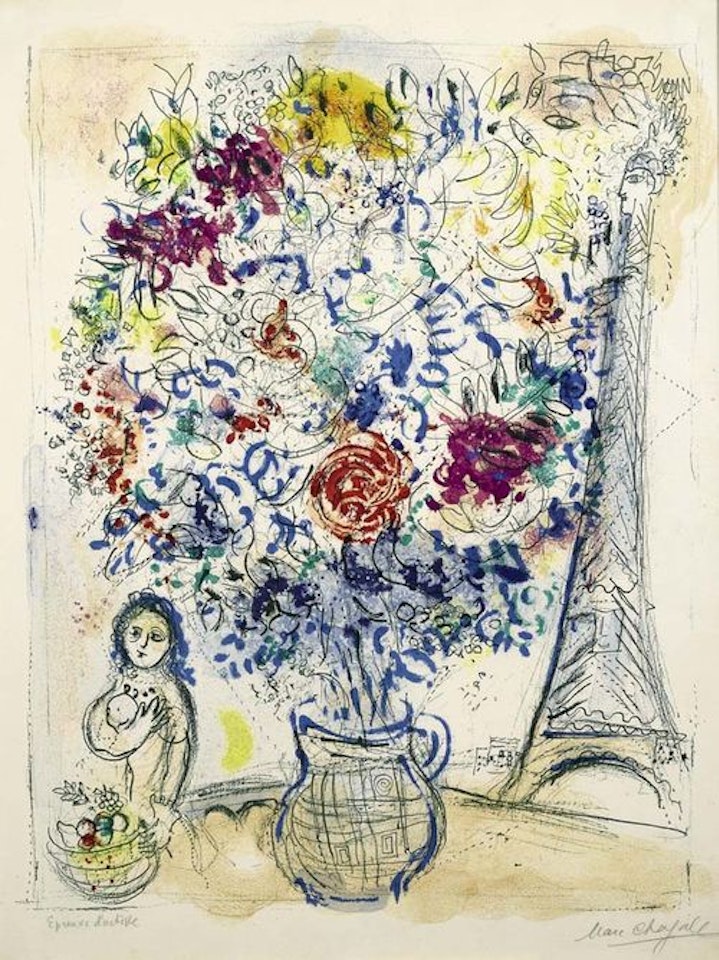 Bouquet à la tour Eiffel by Marc Chagall