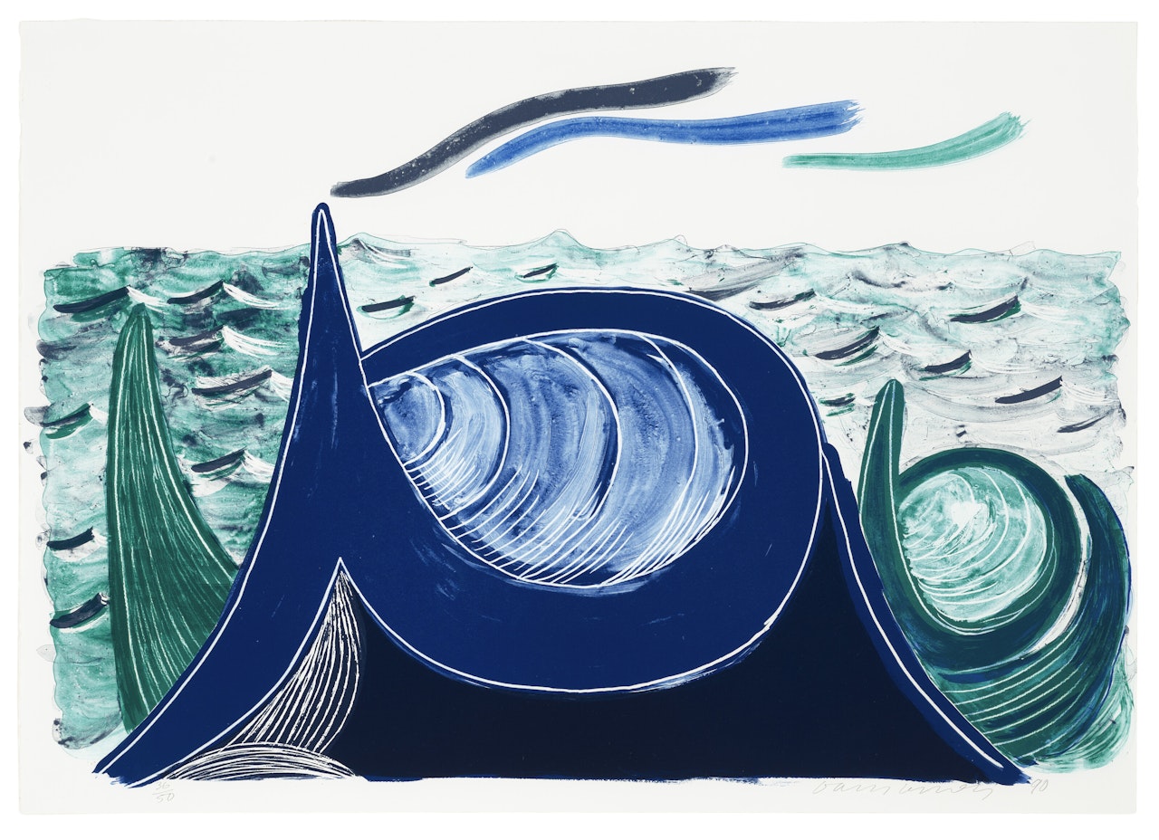 The Wave, a Lithograph by David Hockney