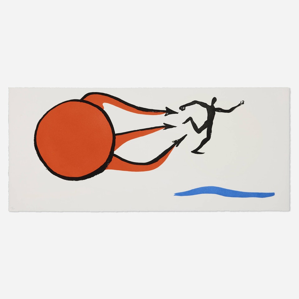 Untitled (Red Sun and Figure) (from Le sacrilège d"Alan Kent suite) by Alexander Calder