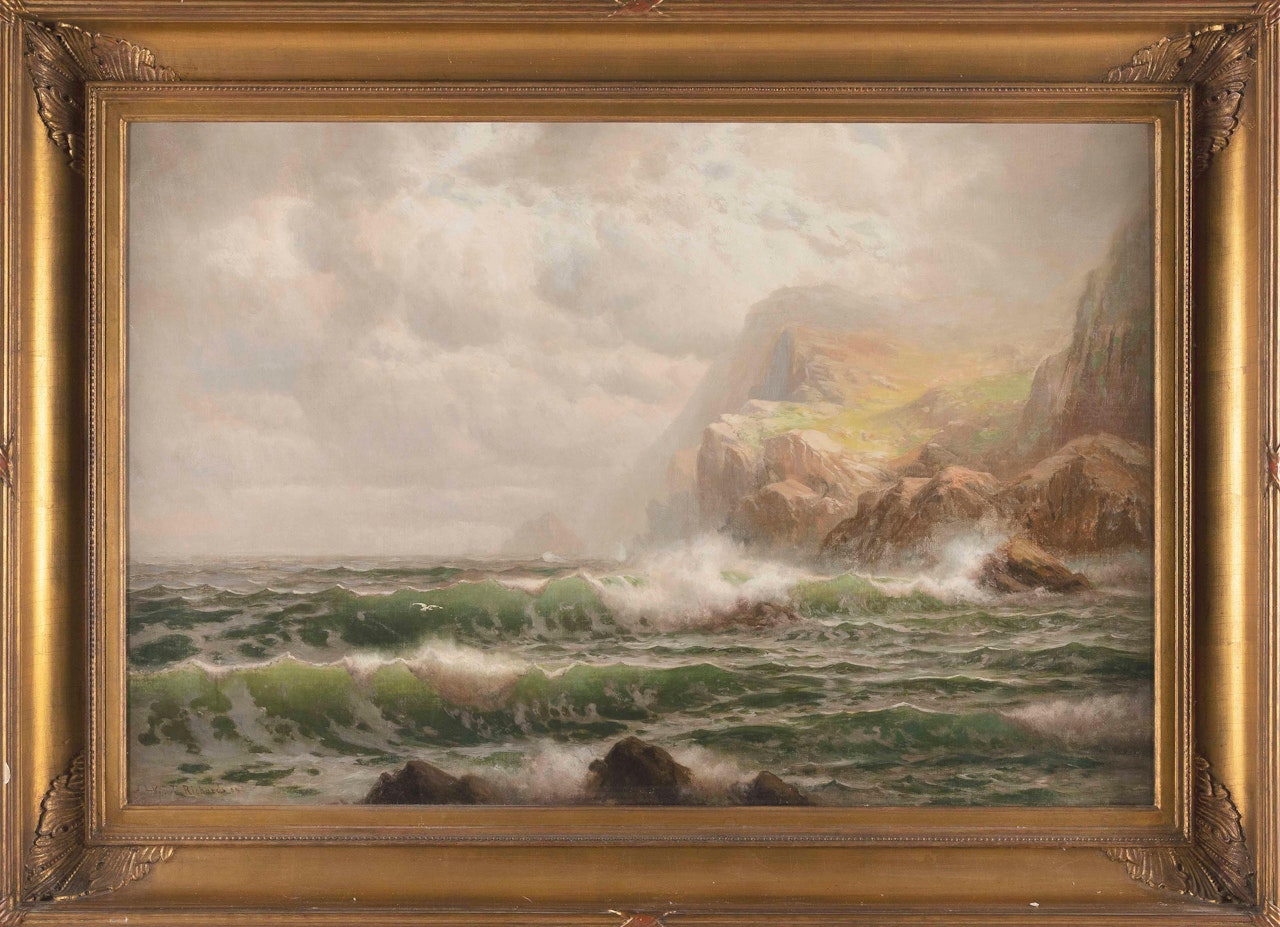 Waves crashing on a rocky coast, possibly England by William Trost Richards