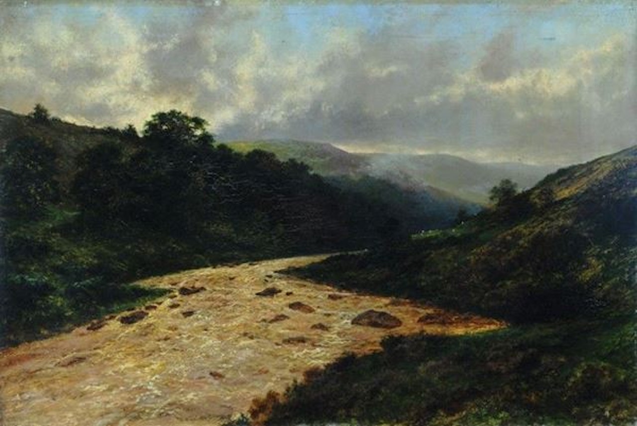 Landscape with river by English School
