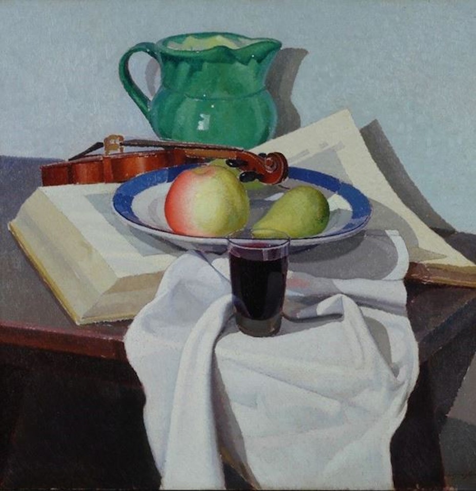 Still life with violin by Oscar Ghiglia