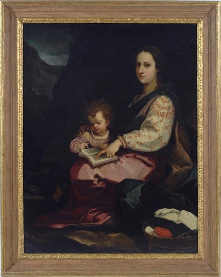 Our Lady teaches Baby Jesus to read by Florentine School
