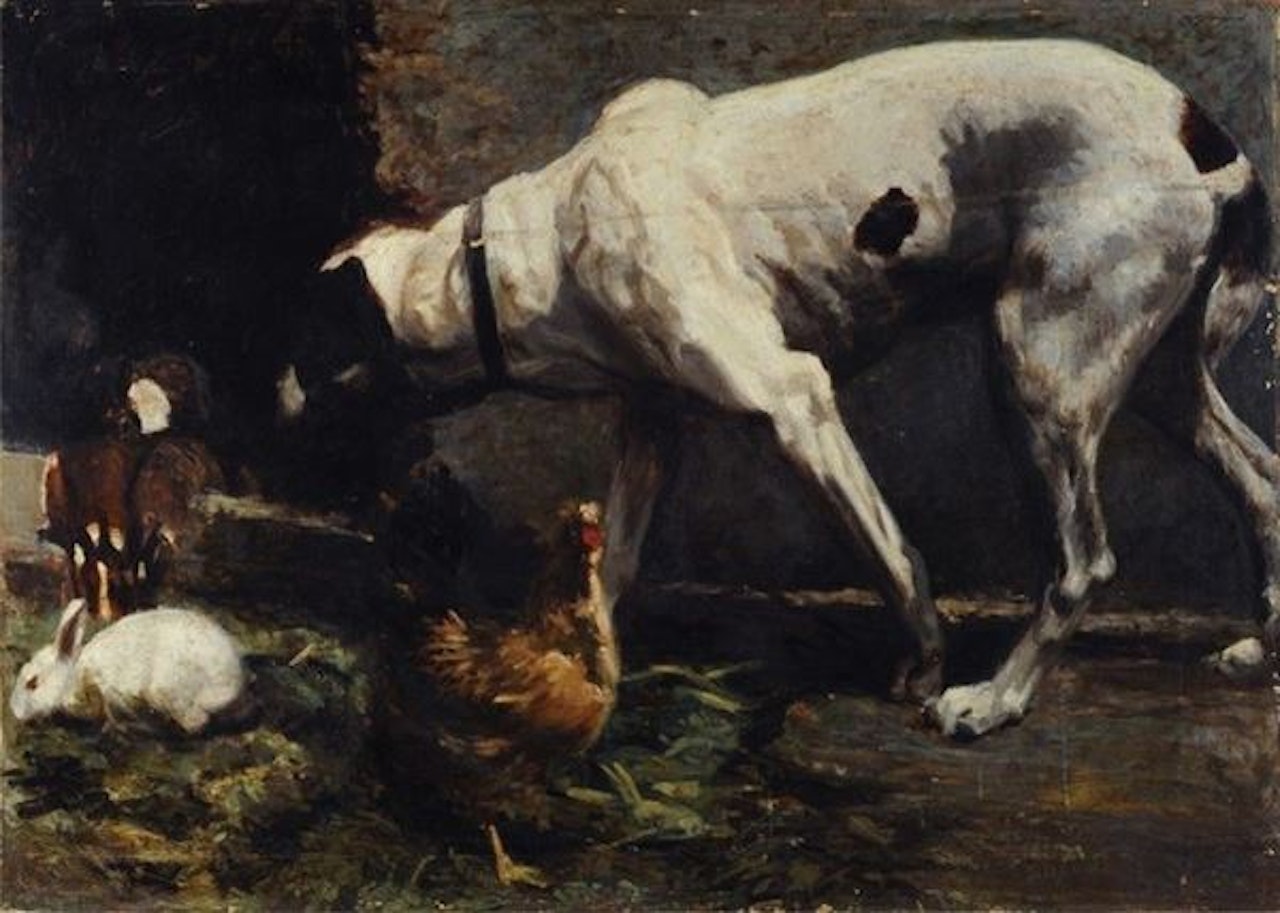 Dog and farmyard animals by Italian School