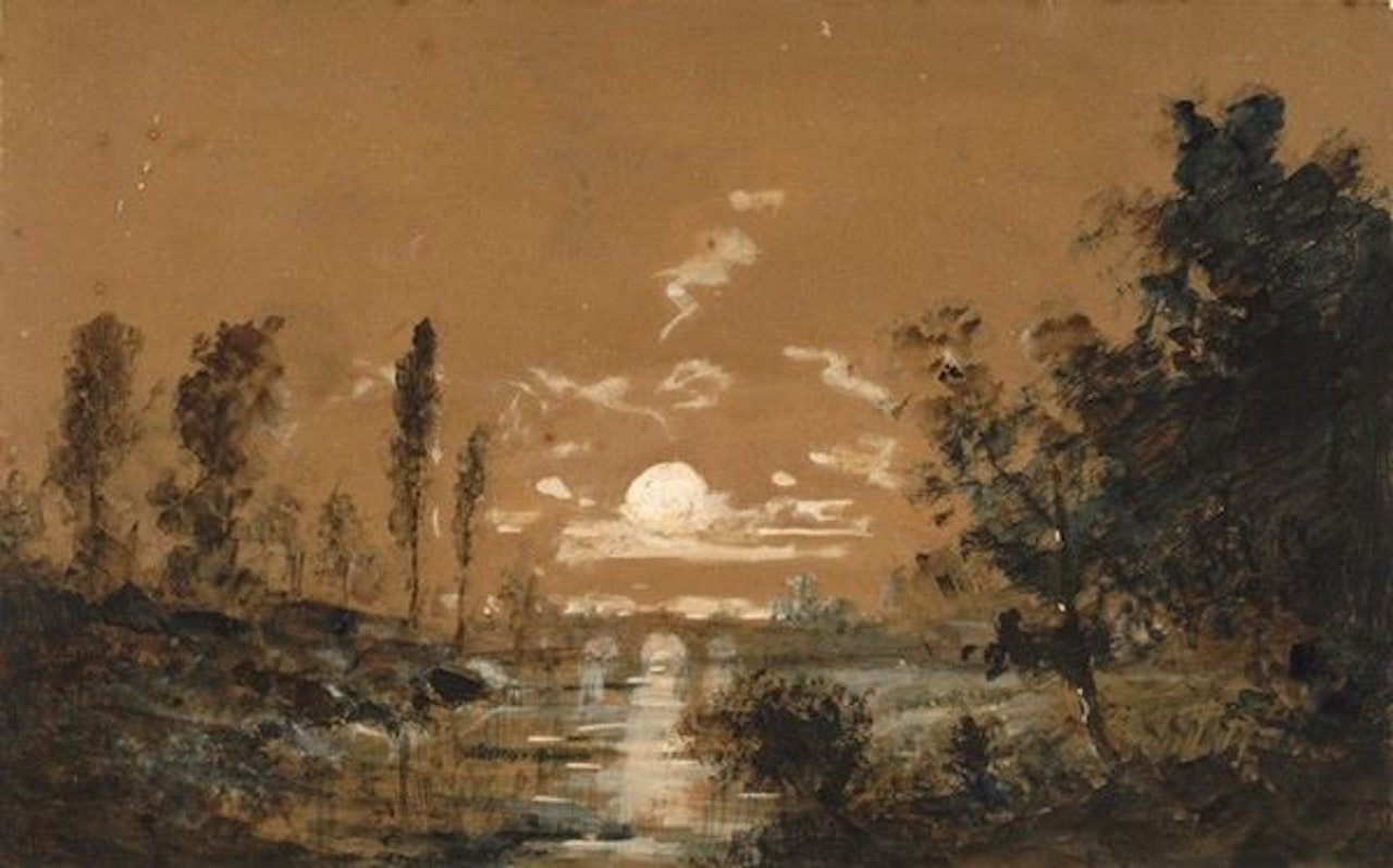 Sunset landscape by French School