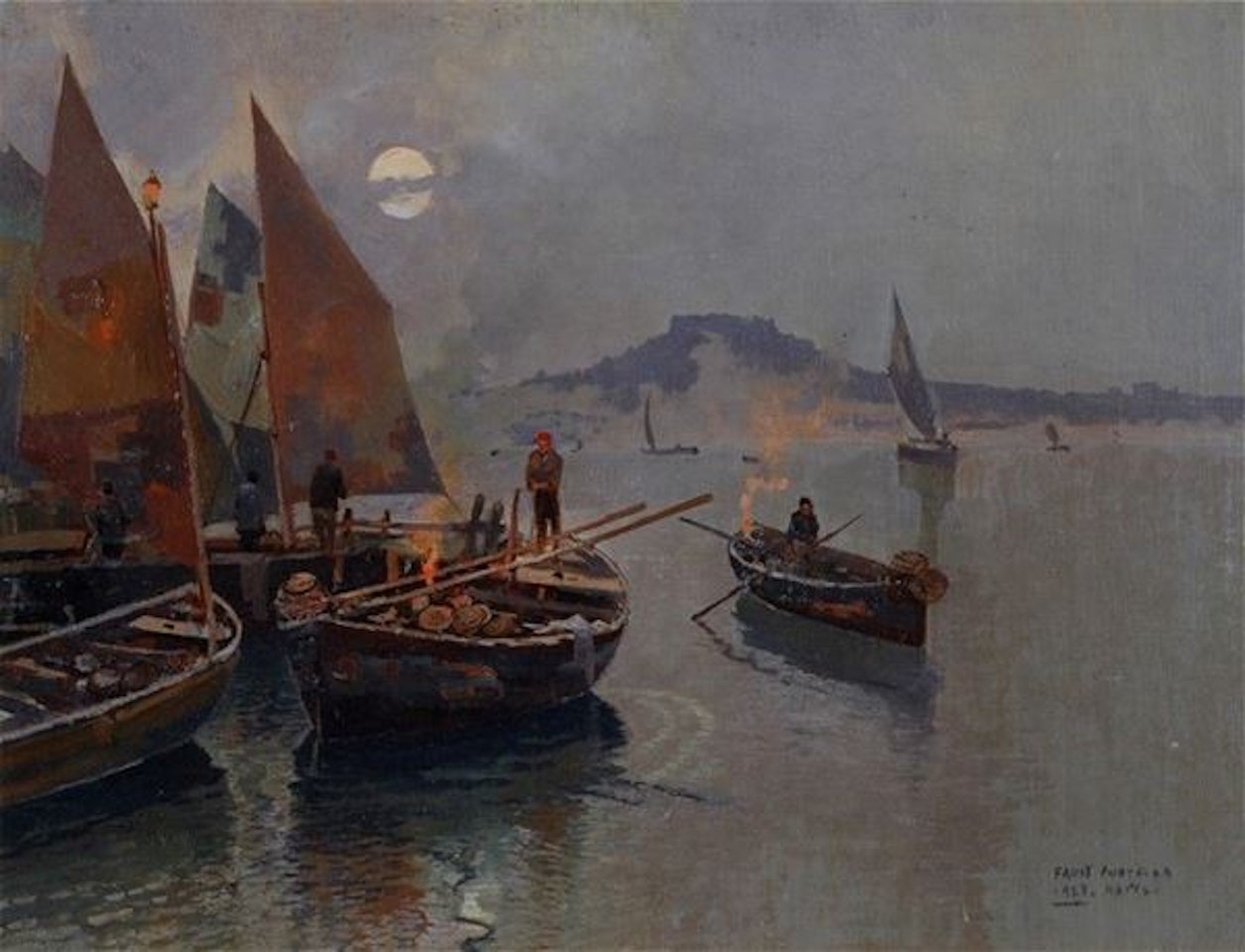 Naples, night with fishermen in the Gulf by Fausto Pratella