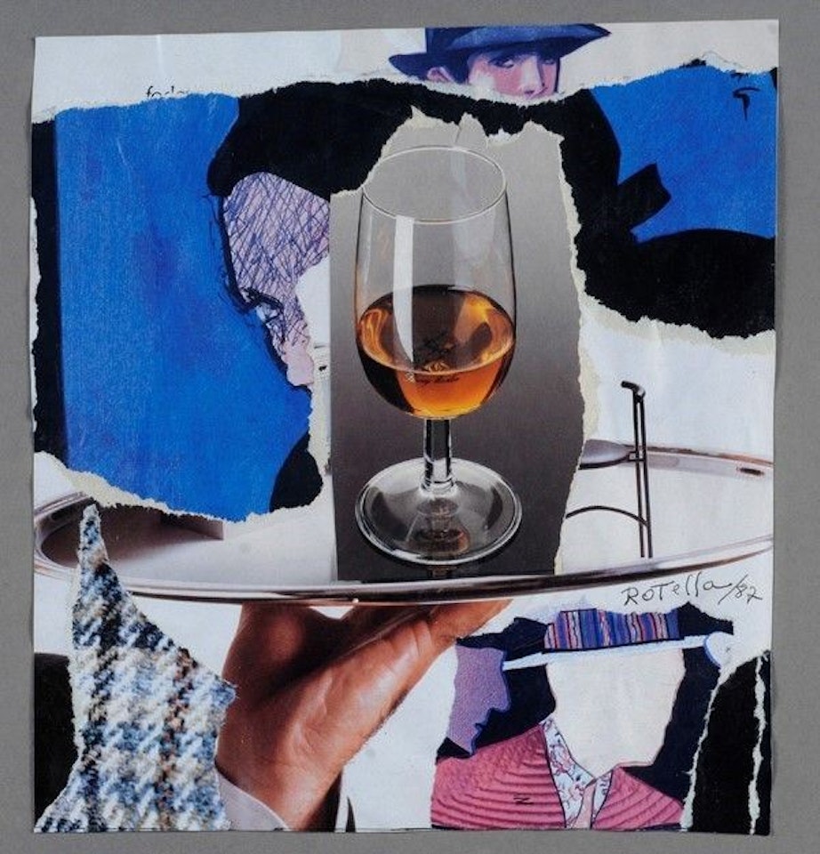 Glass on tray by Mimmo Rotella
