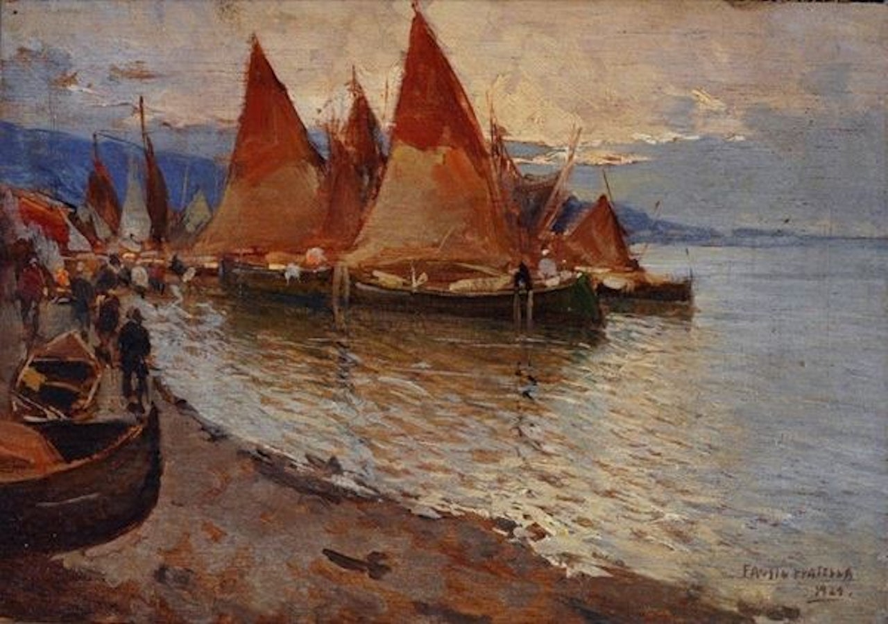 Boats at the shore by Fausto Pratella