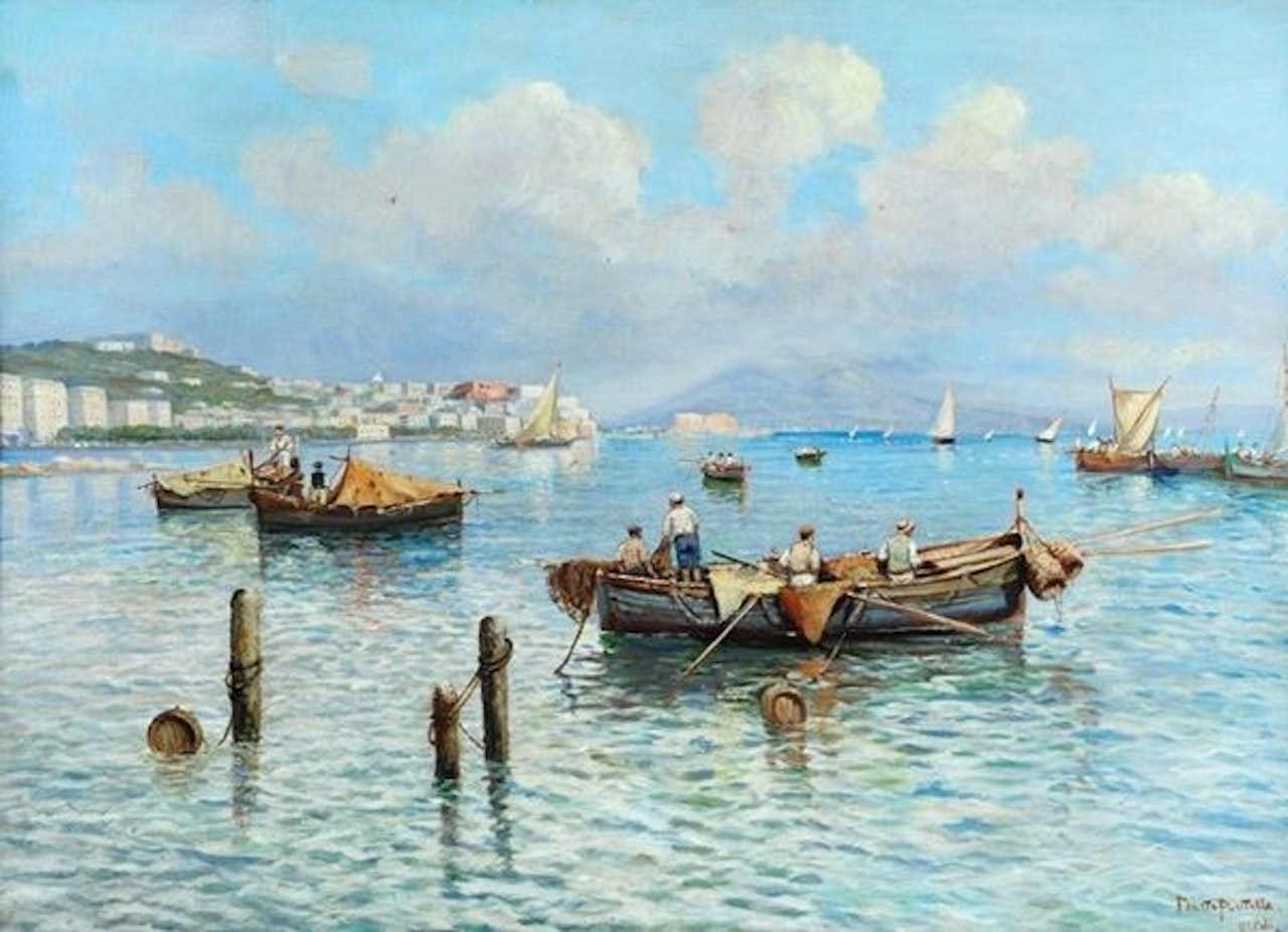 Fishermen in the gulf by Fausto Pratella
