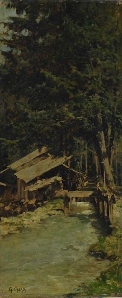 Mountain farmhouse by Guglielmo Ciardi