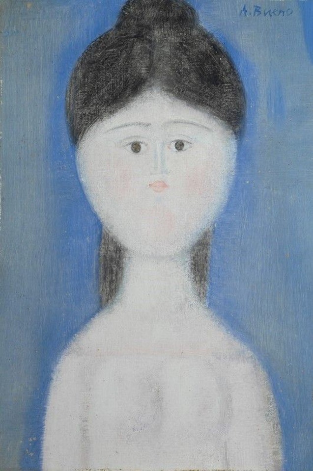 Portrait on a blue background by Antonio Bueno