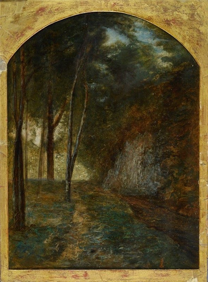 Wooded landscape by Antonio Fontanesi