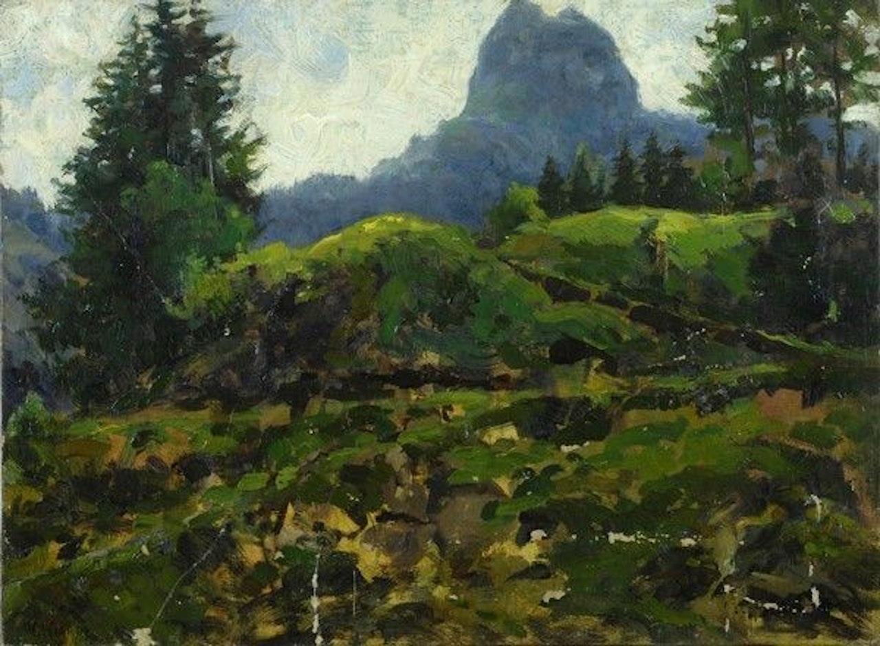 Alpine landscape by Guglielmo Ciardi
