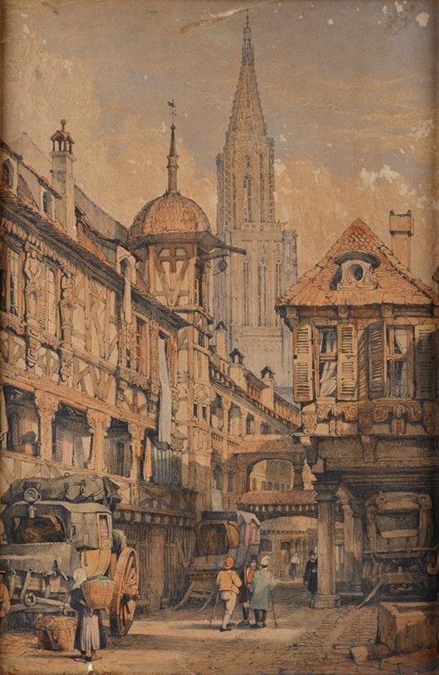 Glimpse of the town by French School