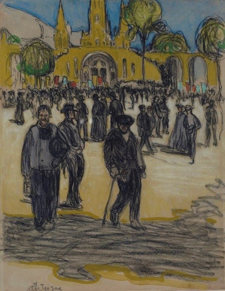 Crowd in the square of Lourdes by Albert Gleizes