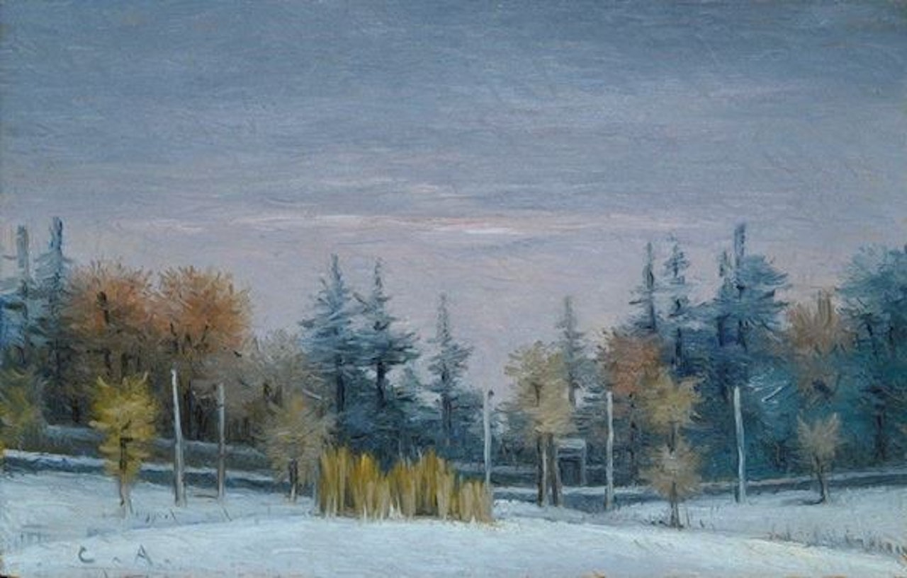 Snowy landscape by Antonio Calderara