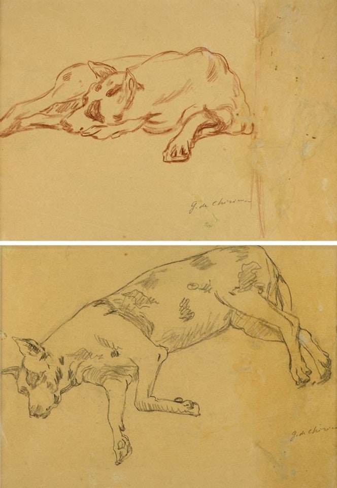 Dog study (front and back) by Giorgio de Chirico