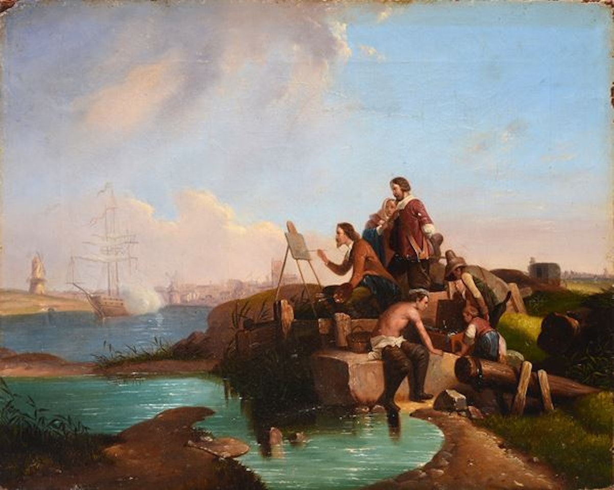 Vernet paints a battle scene by Dutch School