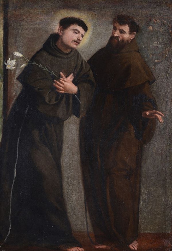Saint Anthony and monk by Spanish School