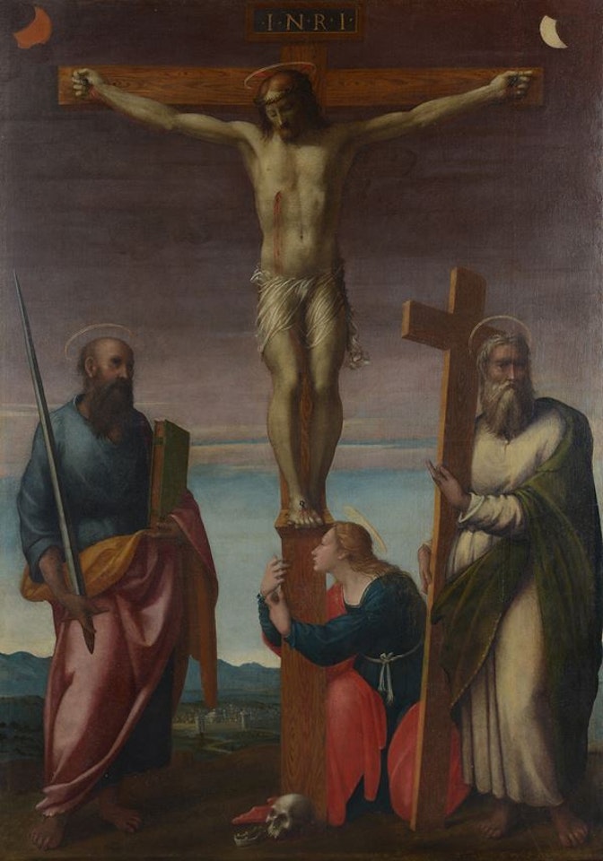 Crucifixion with Saint Peter, Saint Paul and Mary Magdalene by Florentine School