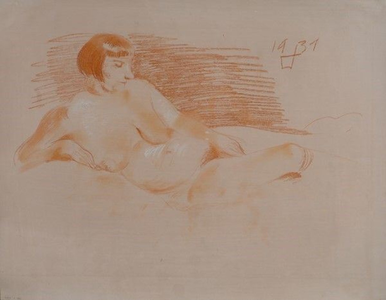 Woman lying on the sofa by Otto Dix