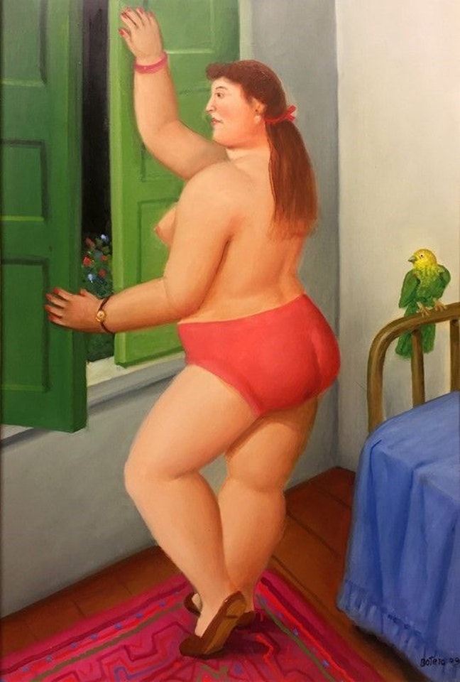 Woman at the window by Fernando Botero