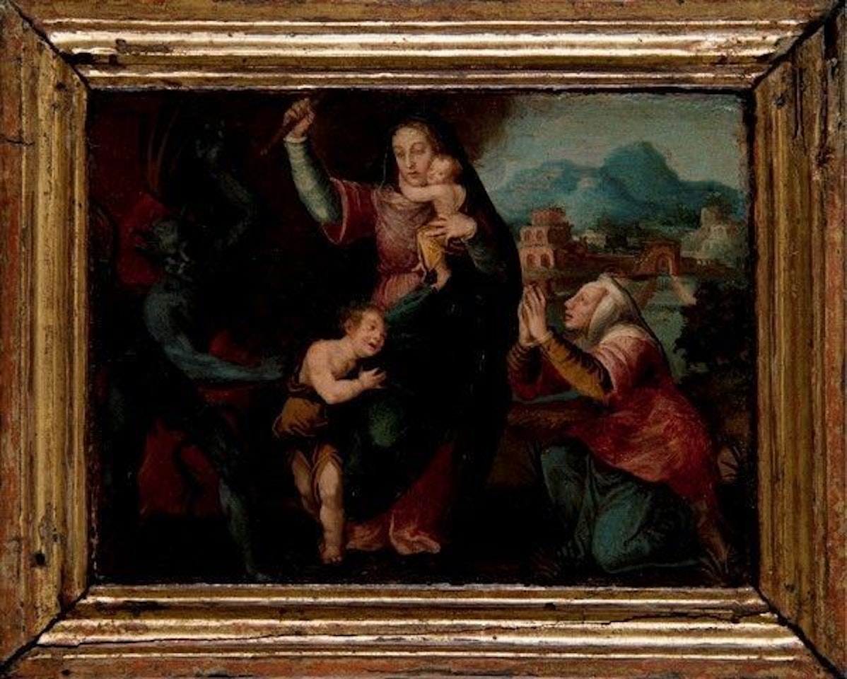 Madonna with Child, Saint John, a saint and the Devil by Florentine School