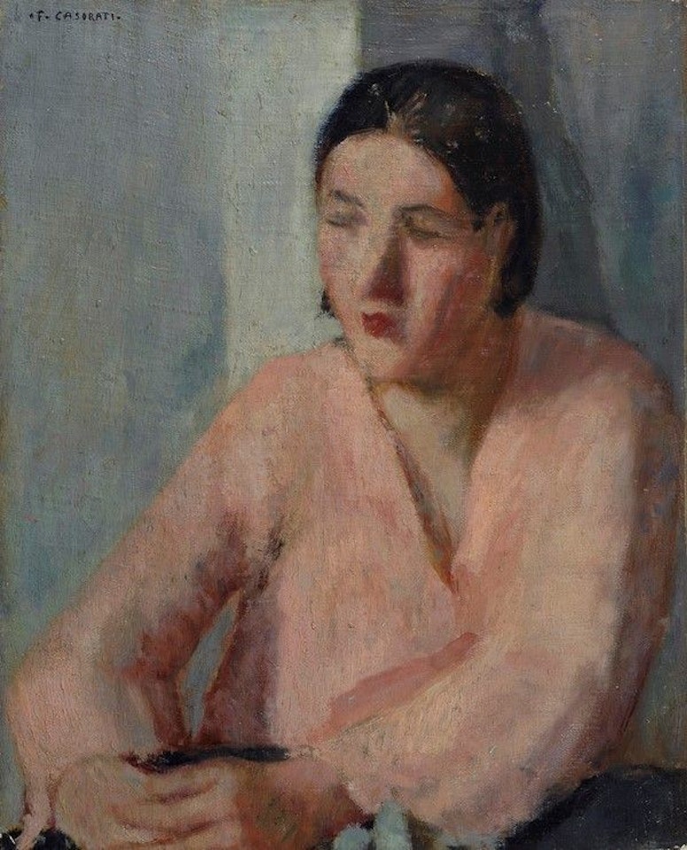 Woman with a pink blouse by Felice Casorati