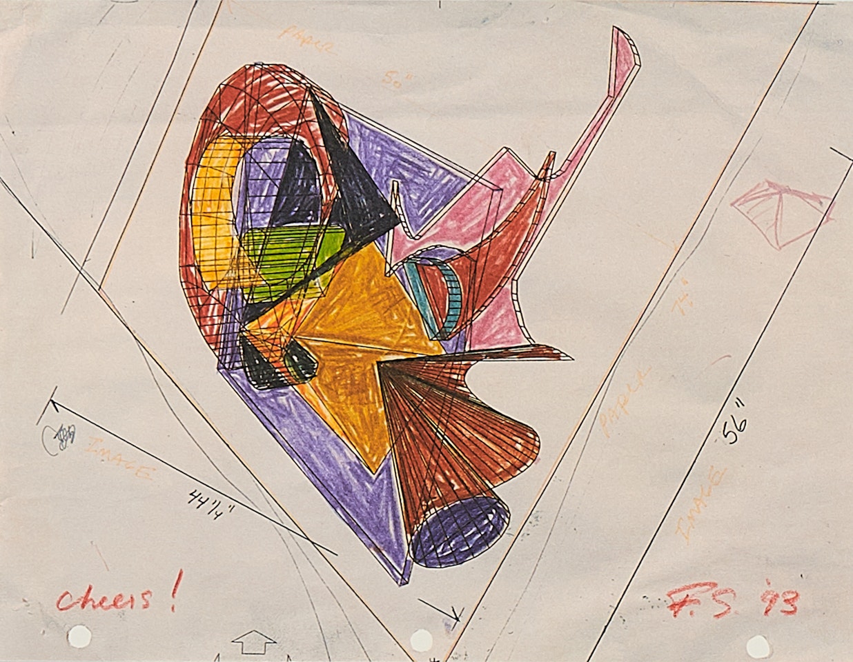 Untitled (Study for Giufà e la berretta rossa) by Frank Stella