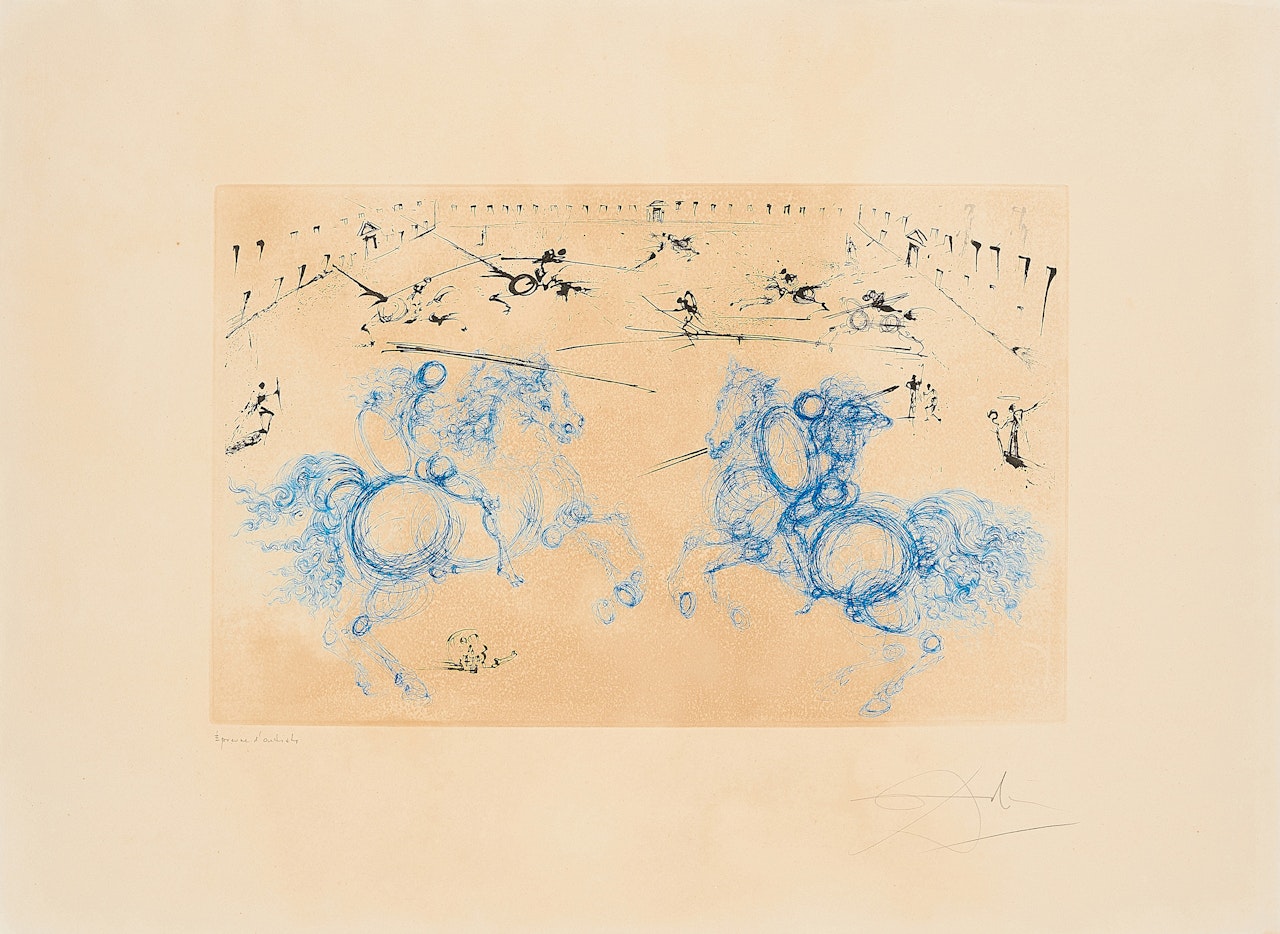 (Figueras/Spain 1904 - 1989) Combat de cavaliers (From: "Calderón, La Vie est un songe") by Salvador Dali