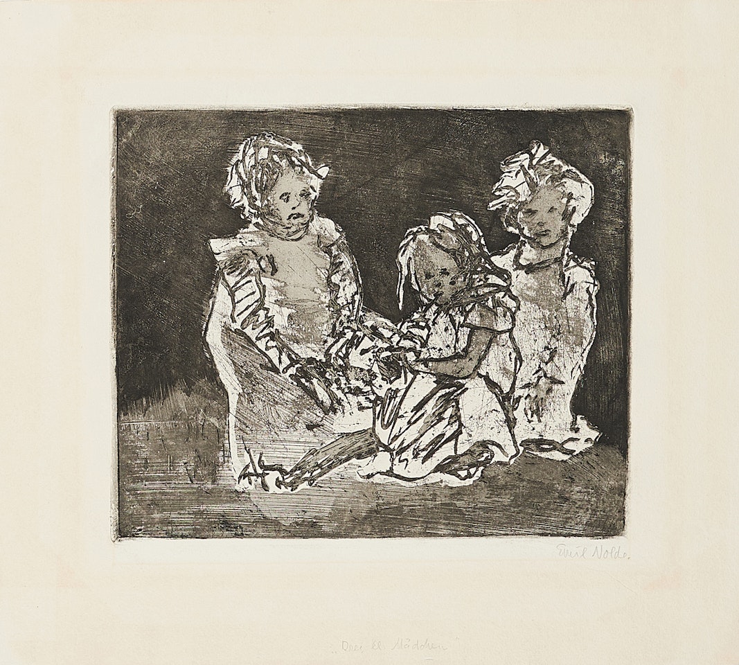 Drei kleine Mädchen. by Emil Nolde