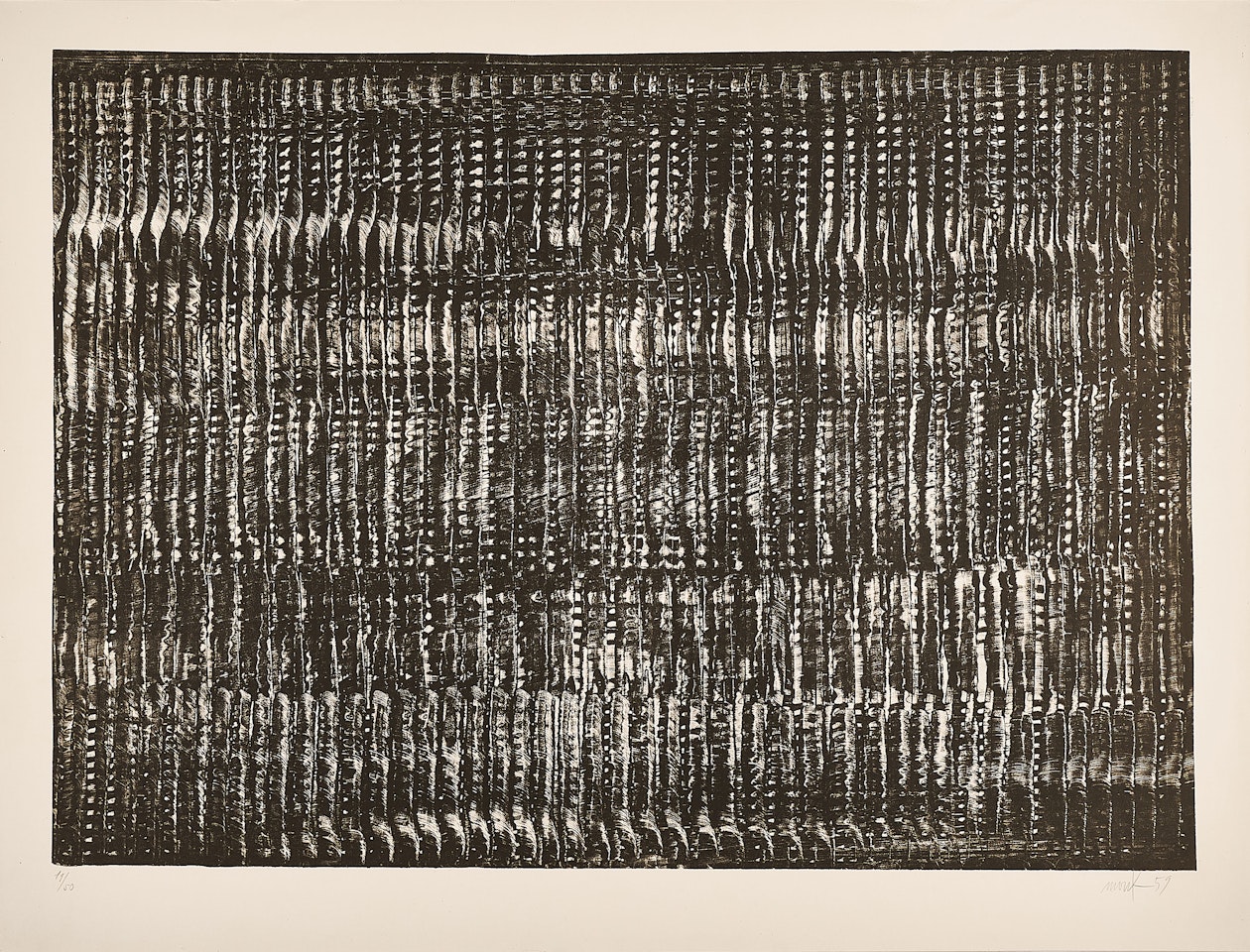 Struktur in Schwarz "Vibration I". by Heinz Mack