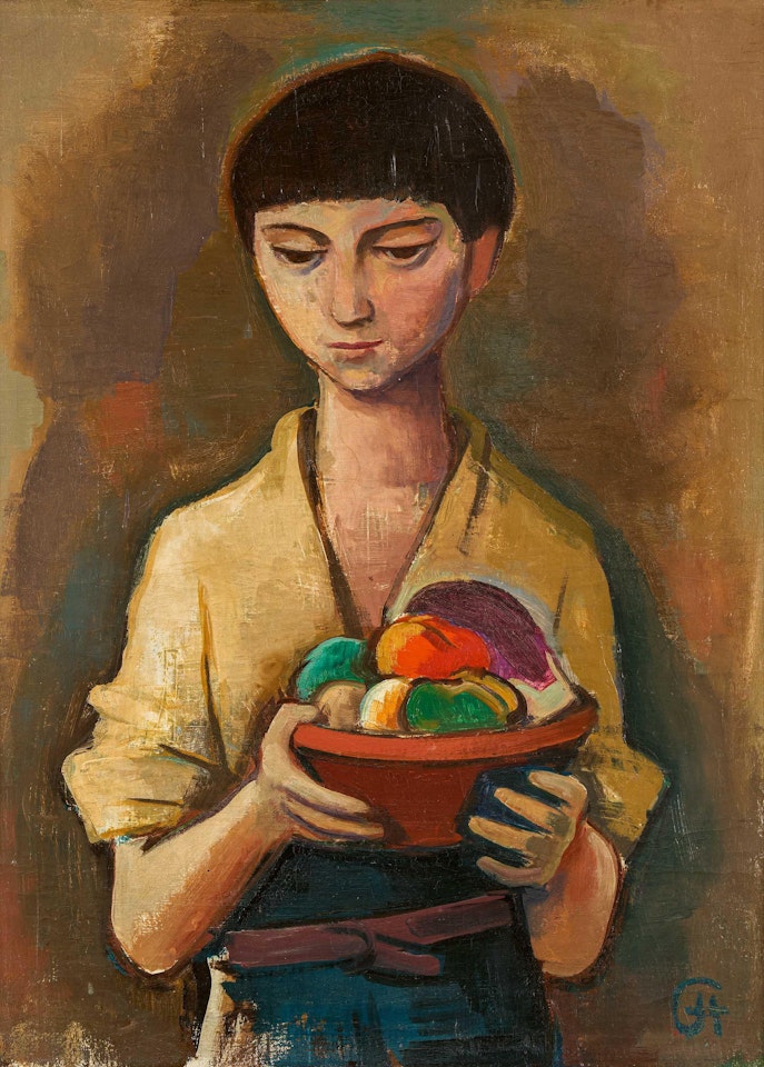 Junge mit Früchteschale. by Karl Hofer