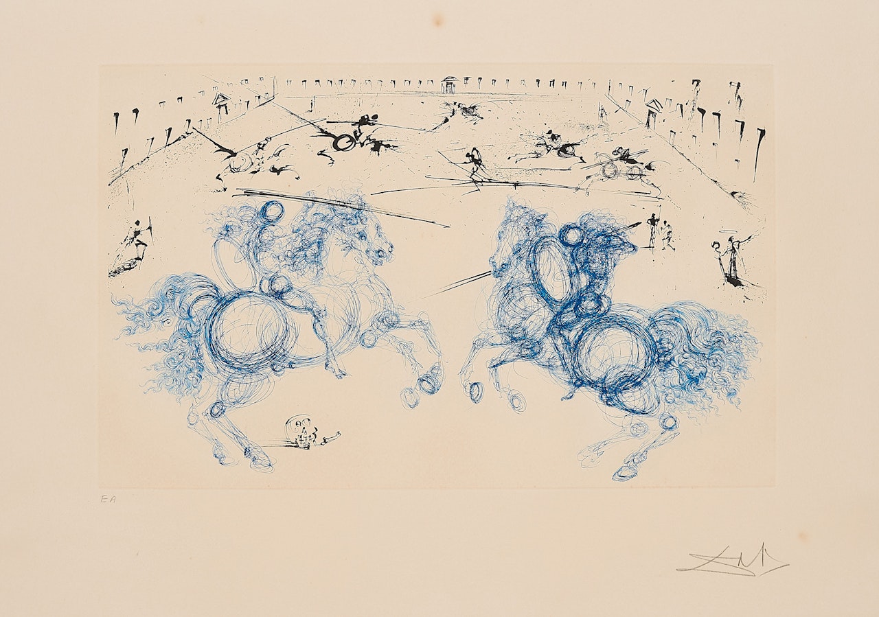Combat des Cavaliers (From: Calderón, La Vie est un songe) by Salvador Dali