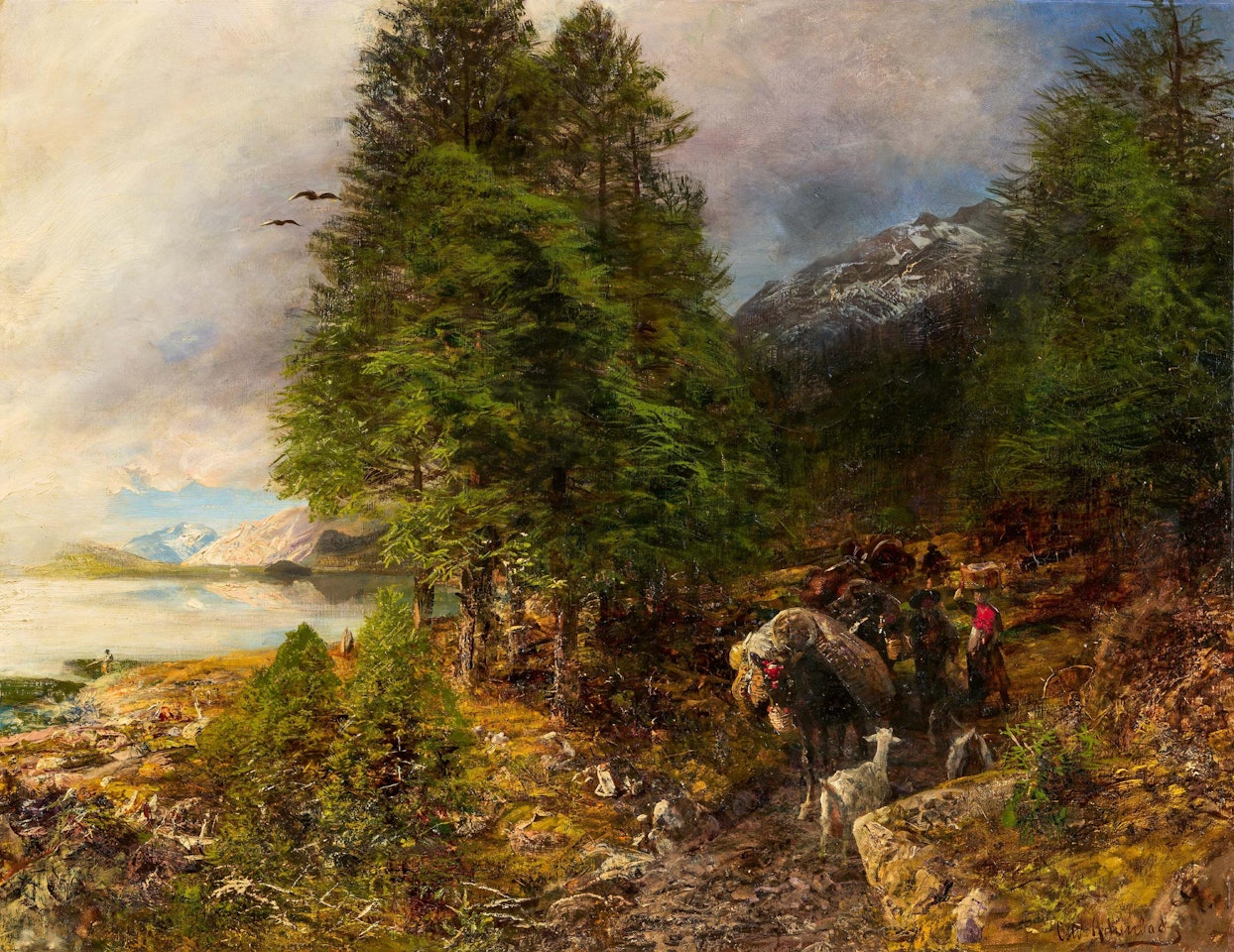 At the Silsersee in Switzerland by Oswald Achenbach