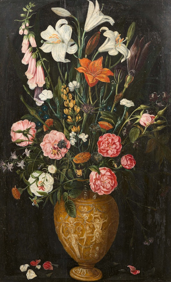 Roses and Lilies in a Vase. by Flemish School