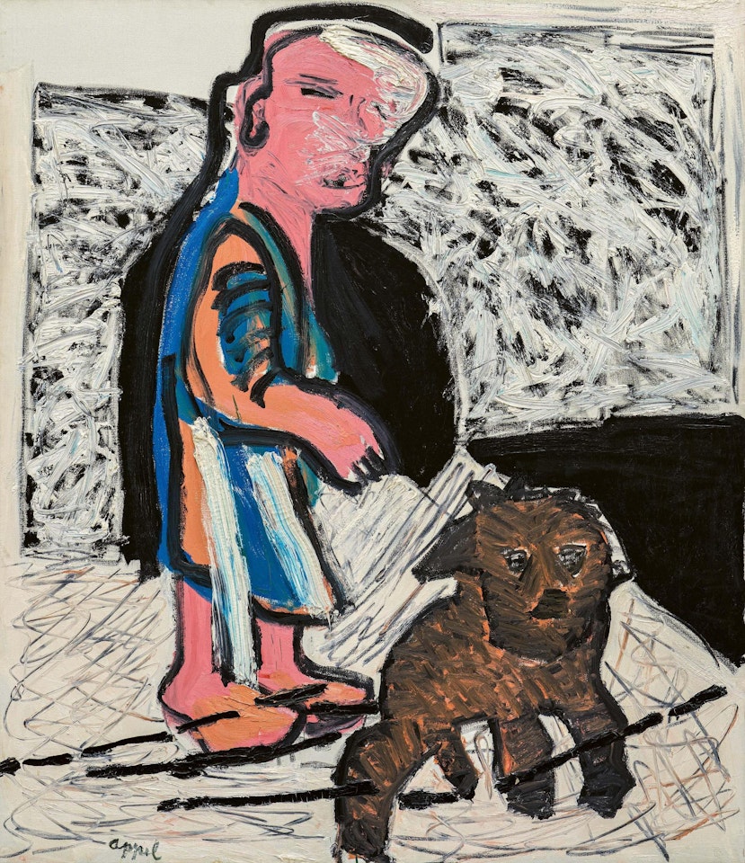 "Woman with dog I". by Karel Appel