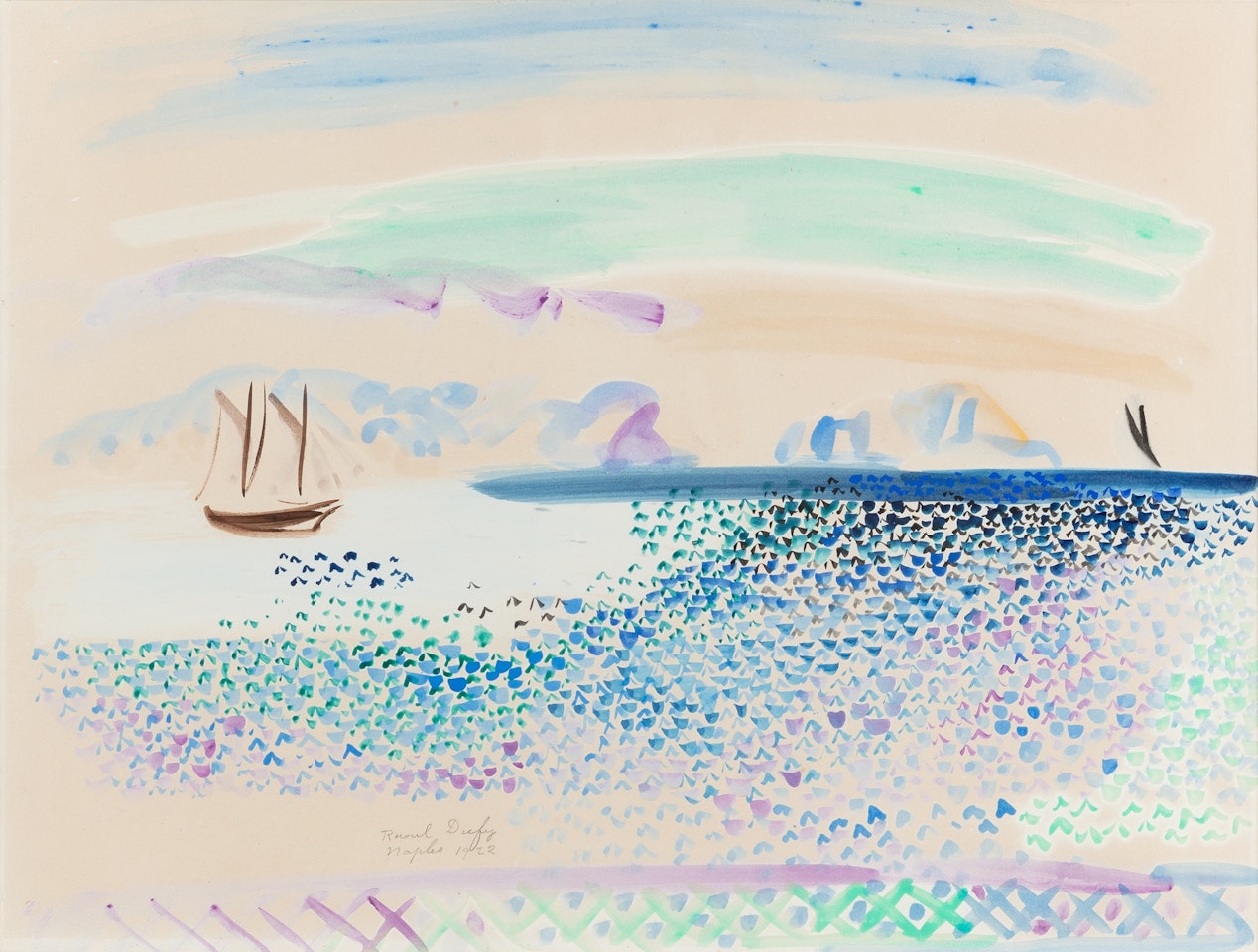Baie de Naples et voilier by Raoul Dufy