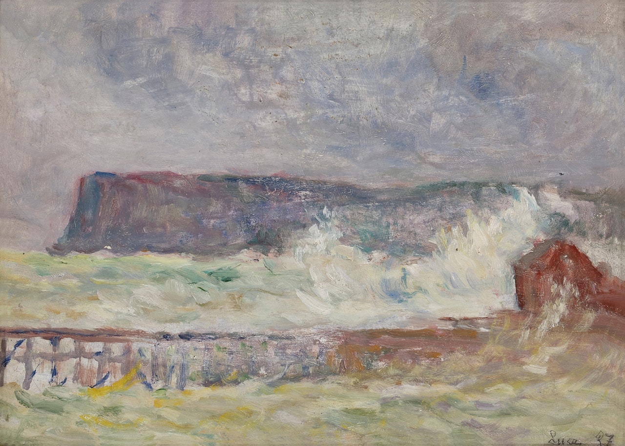 Mers, la jetée par gros temps by Maximilien Luce