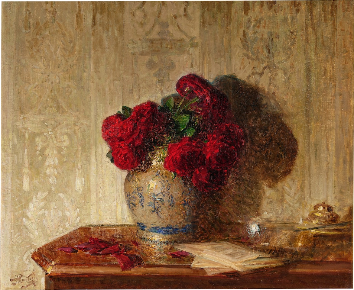 Vase de roses by Pierre Eugène Montezin