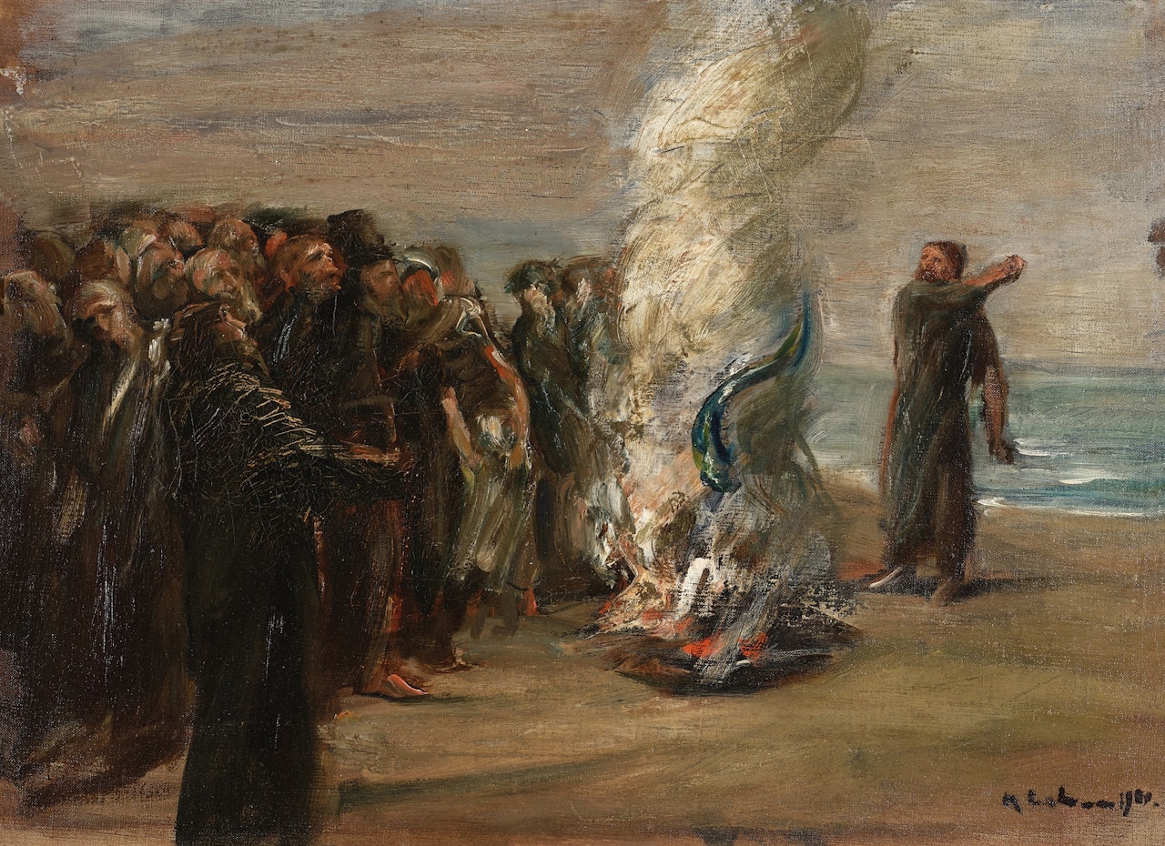 Paulus mit der Schlange vor den Maltesern by Max Liebermann