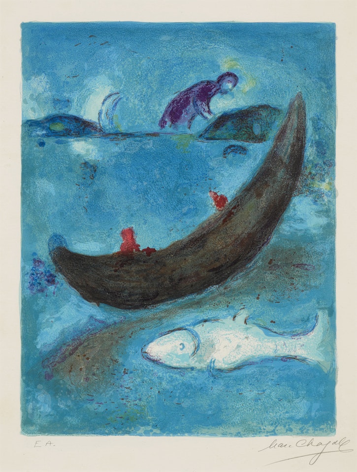 Le Dauphin Mort et les Trois Cents Ecus, from Daphnis et Chloé (Mourlot 338; see Cramer Books 46) by Marc Chagall