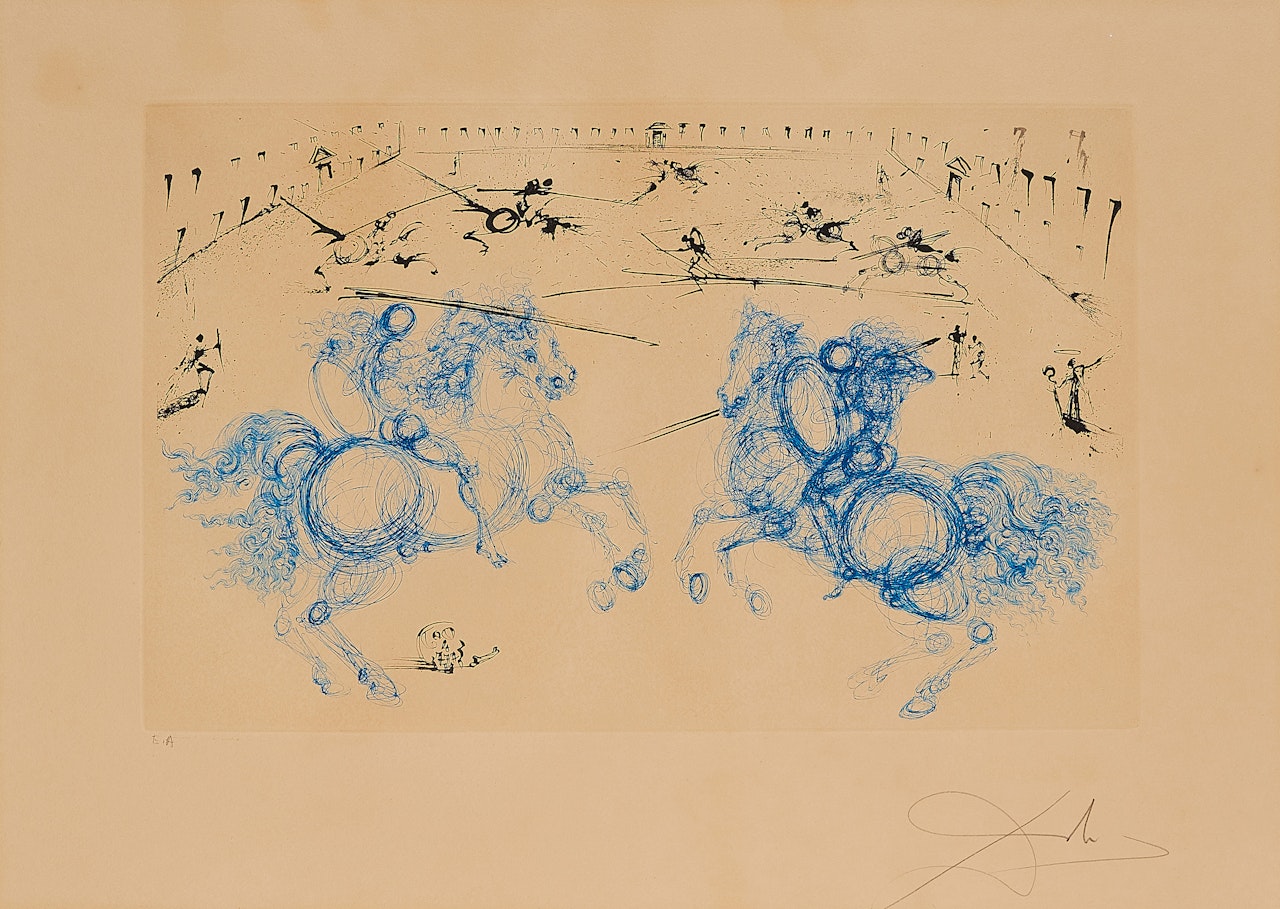 Combat des Cavaliers (From: Calderón, La Vie est un songe) by Salvador Dali