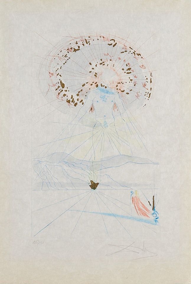 The Bridegroom Leaps Over the Mountains (From: Song of Solomon) by Salvador Dali